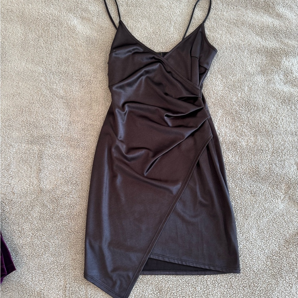 SATIN MINI DRESS (BLACK)
